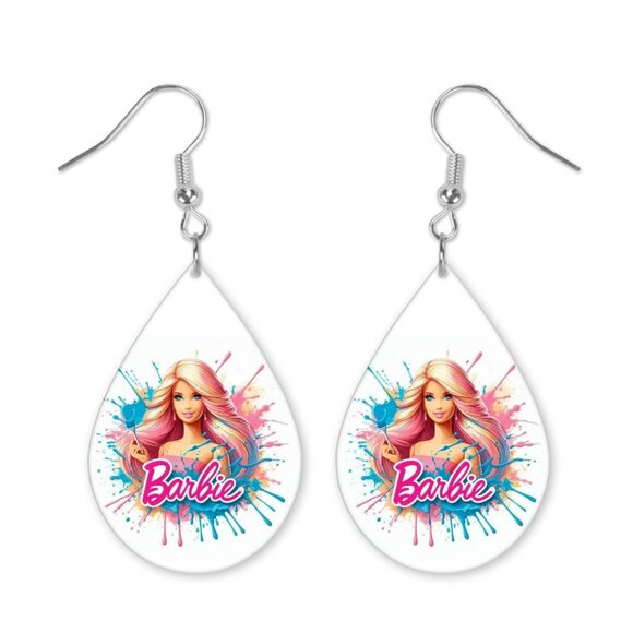 Barbie Teardrop Dangle Handmade Hook Earrings - Picture 1 of 3